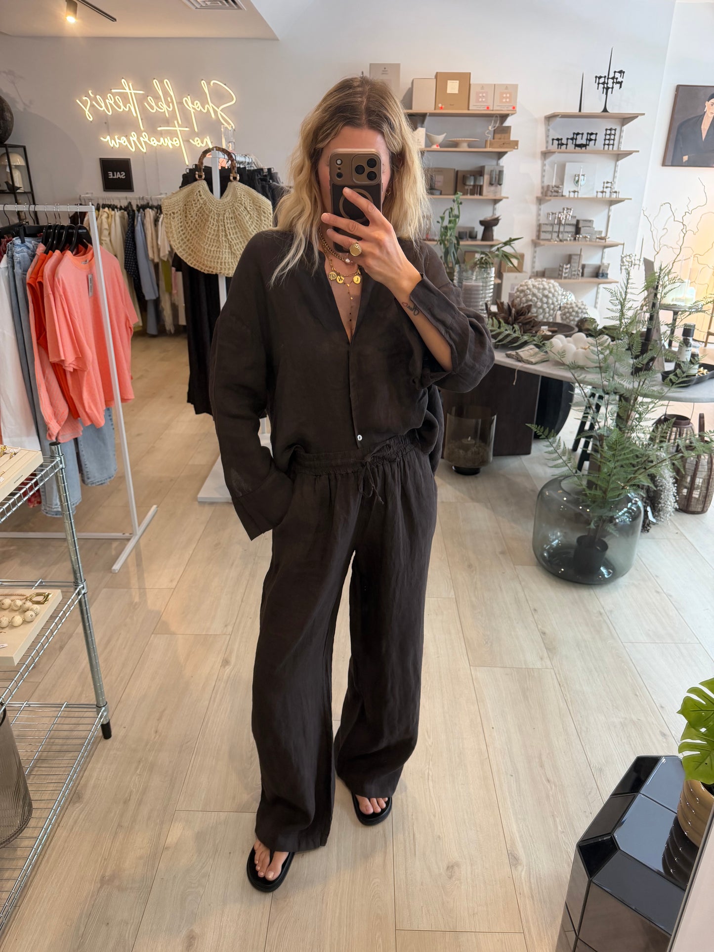 Leinenbluse braun