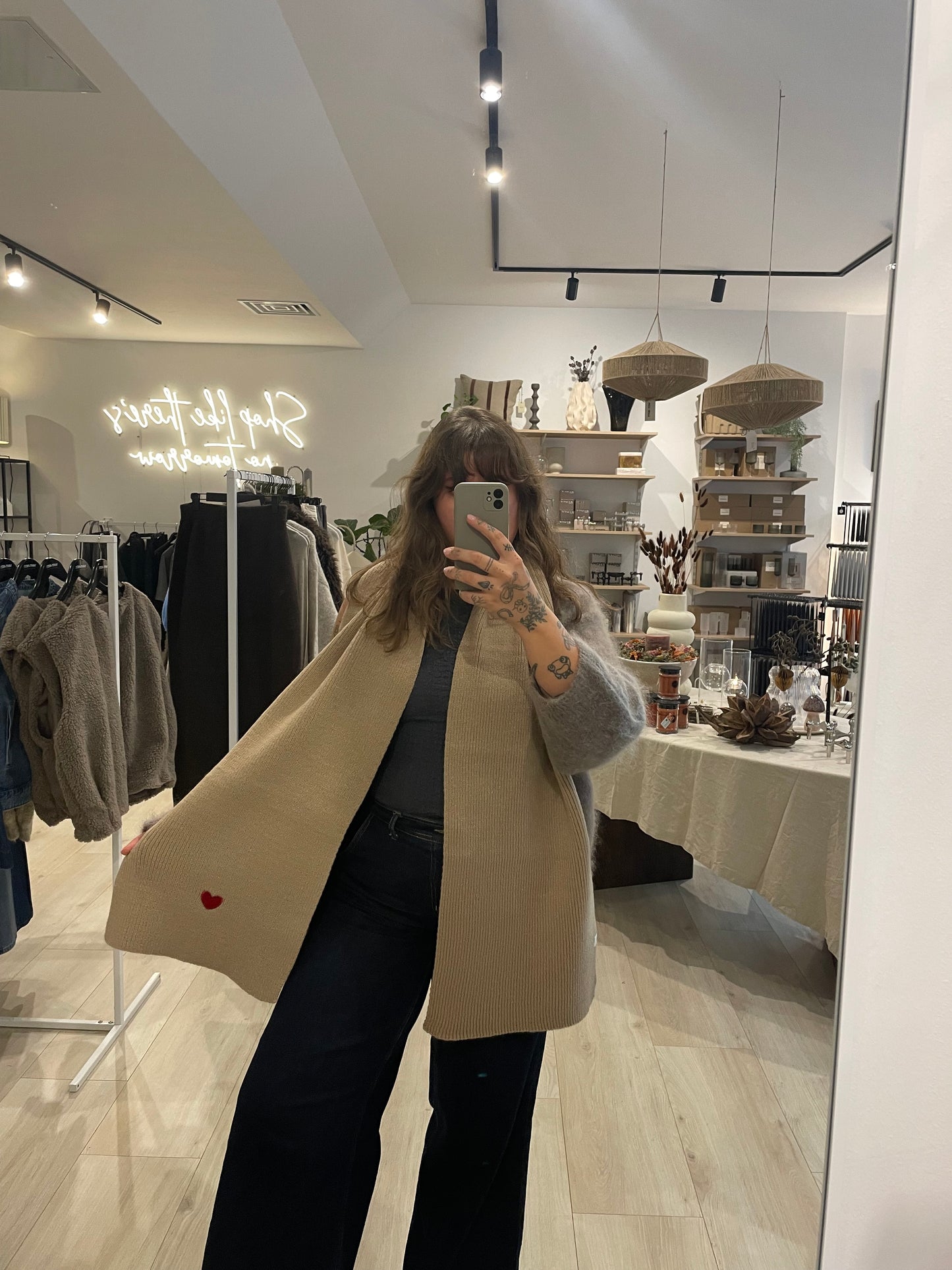 Schal beige Herz