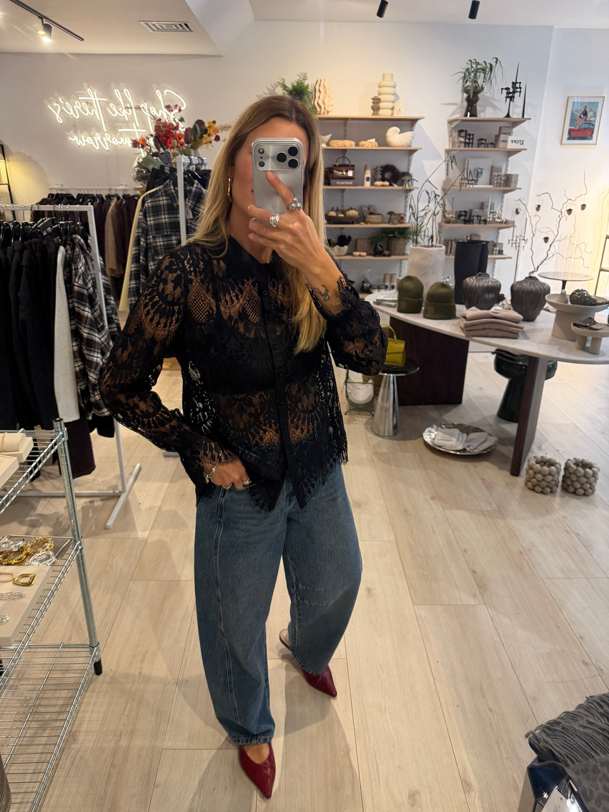 Spitzen Bluse schwarz