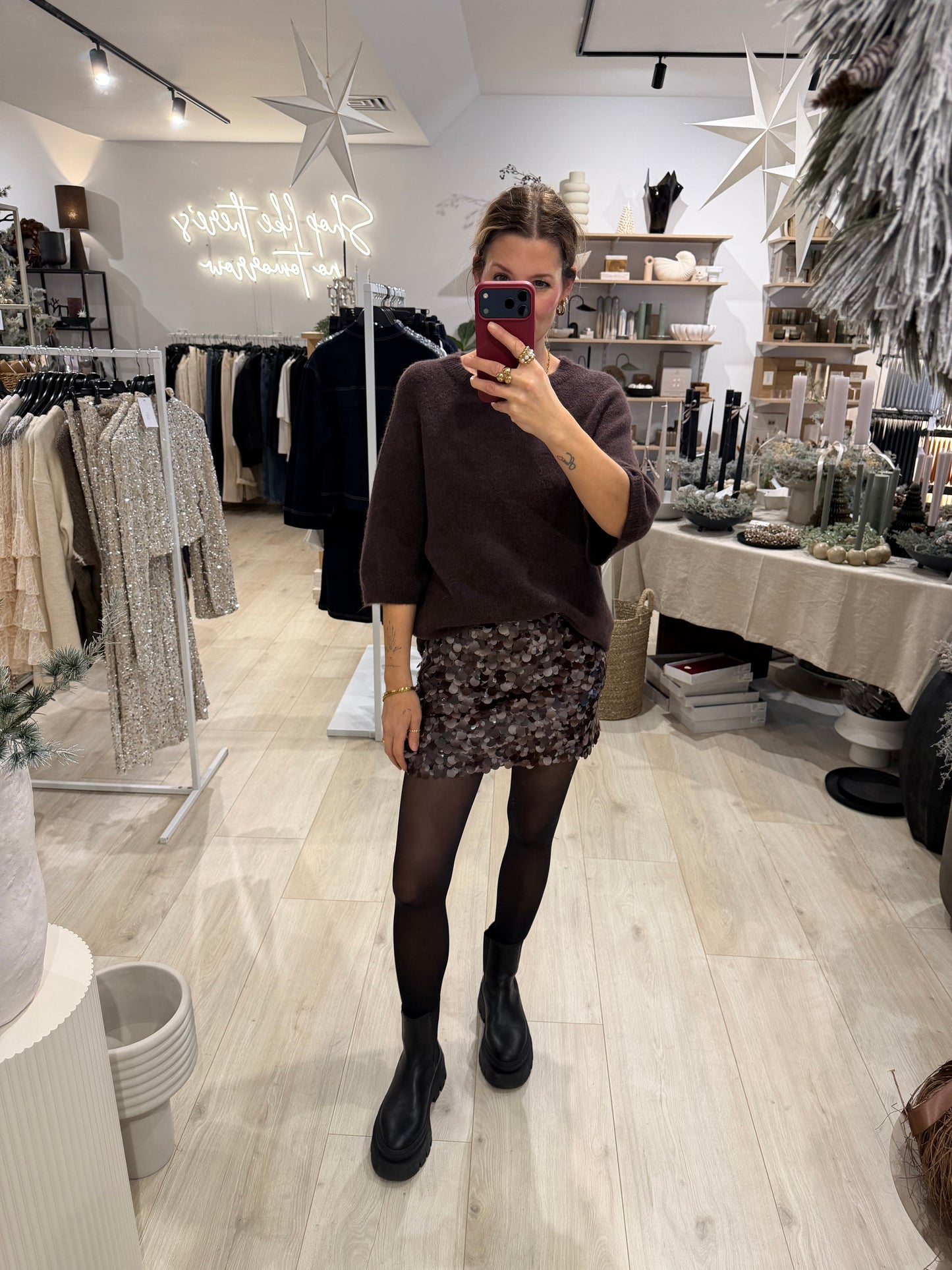 Alpaka Halbarmshirt braun