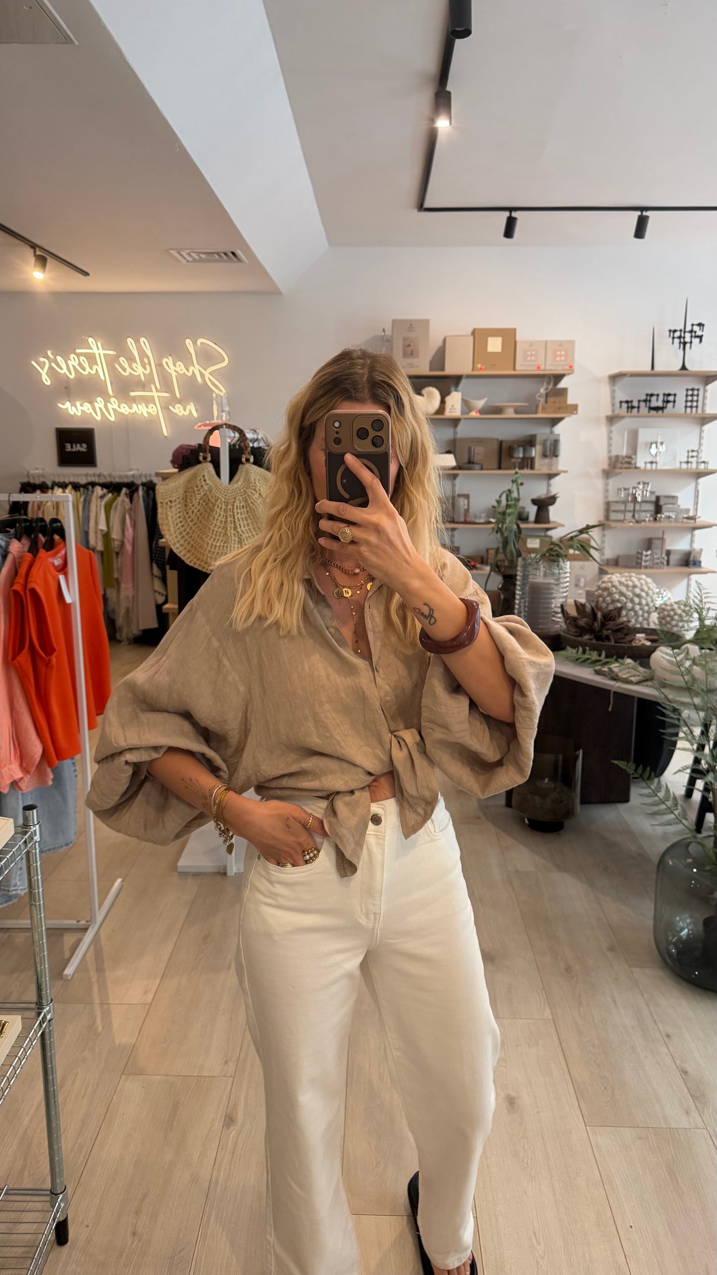 Leinenbluse Karen taupe