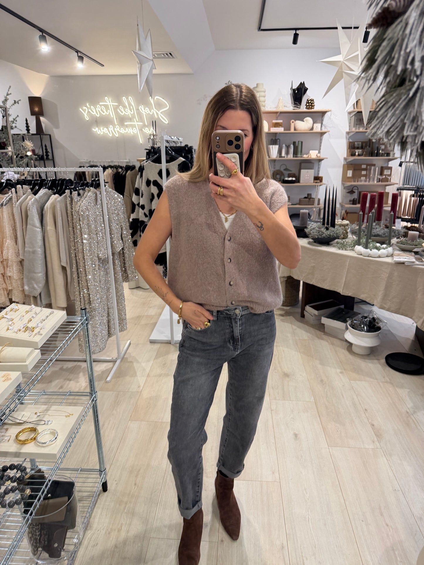 Pullunder Weste Taupe