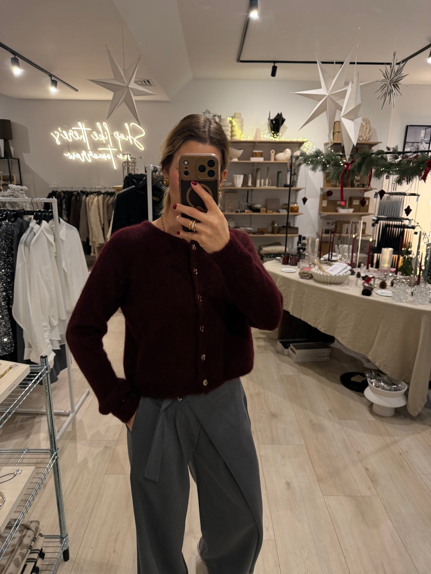 Mohair Cardigan Burgunder