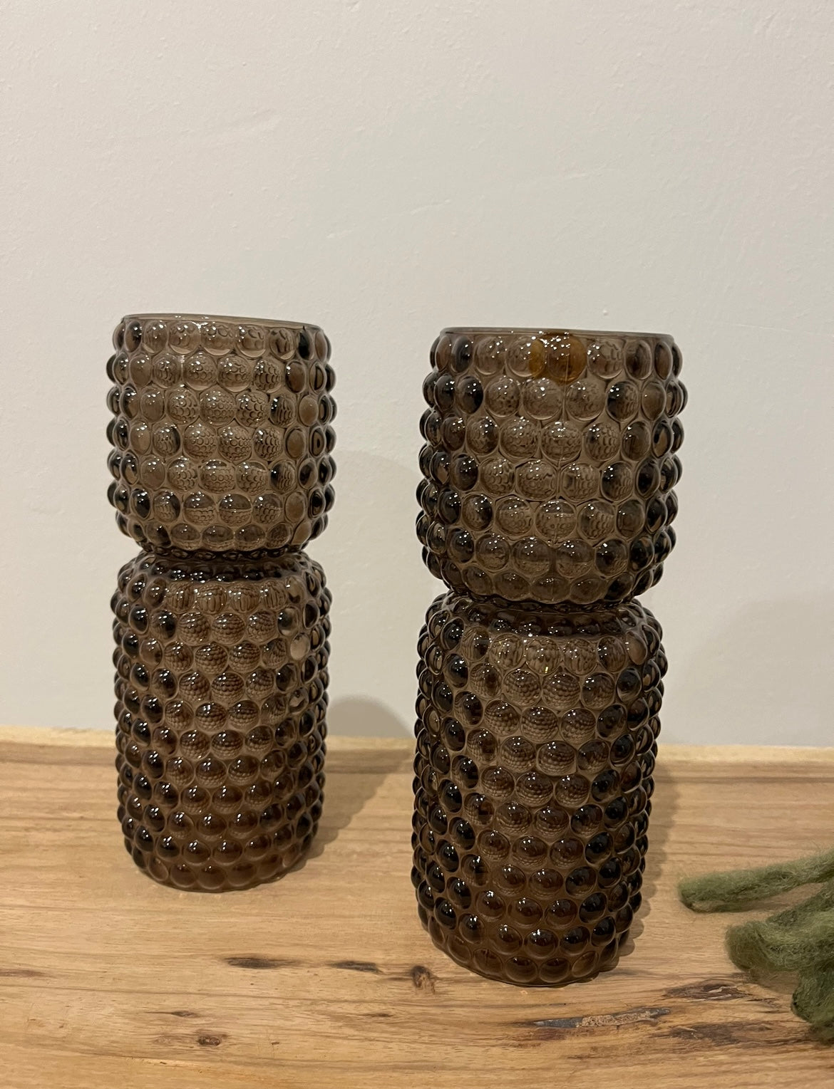 Teelichtglas bubbles braun