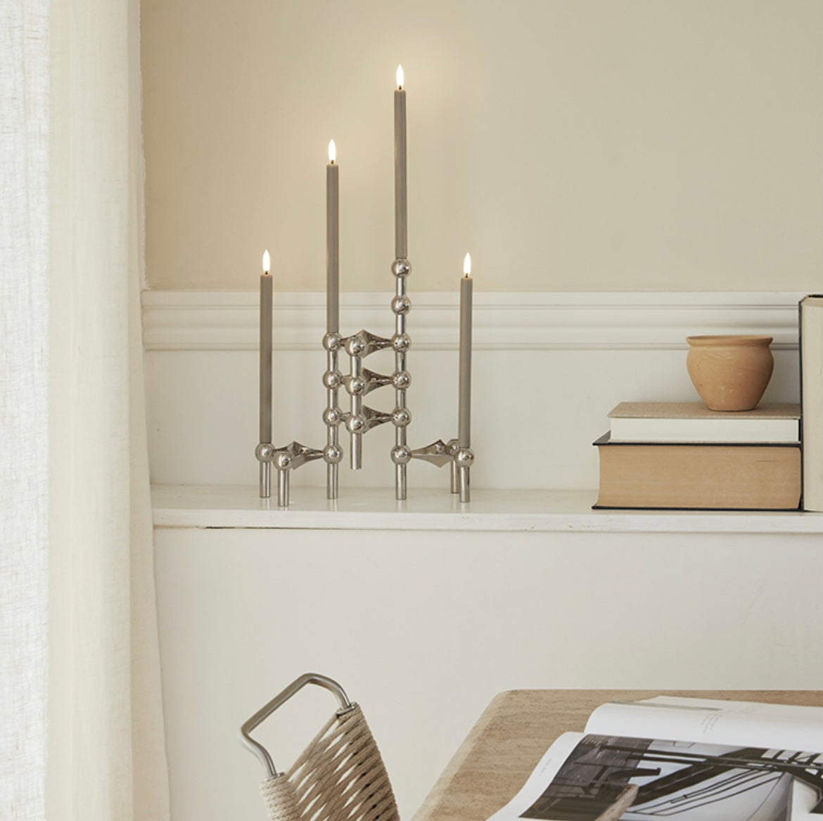 LED Kerzen STOFF NAGEL Sand 2er Set