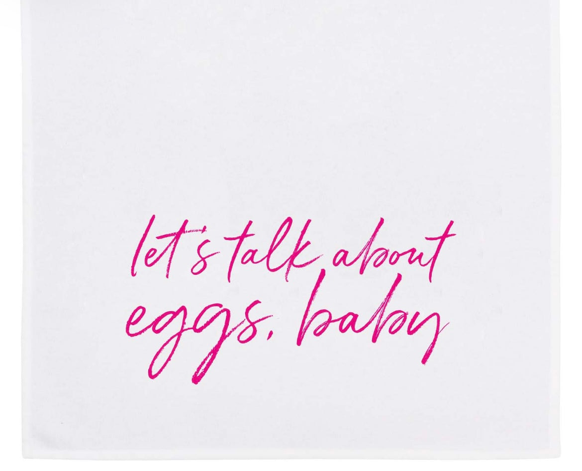 Geschirrtuch „lets talk about eggs Baby“