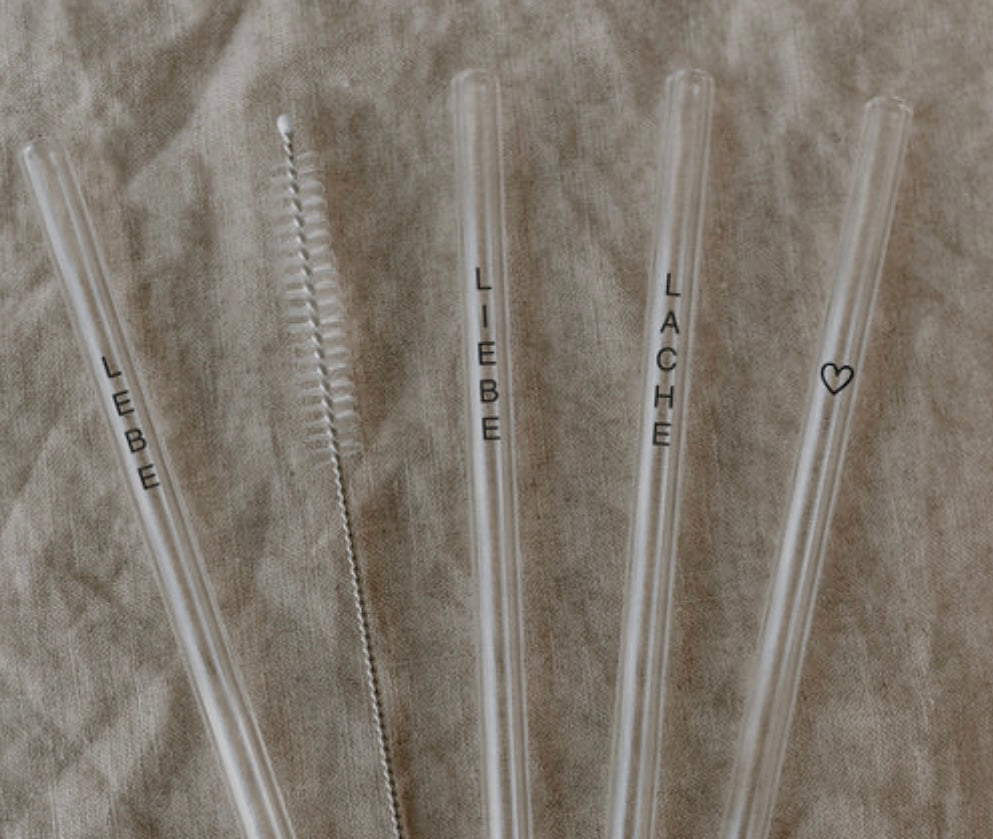 Glasstrohhalme Lebe Liebe Lache