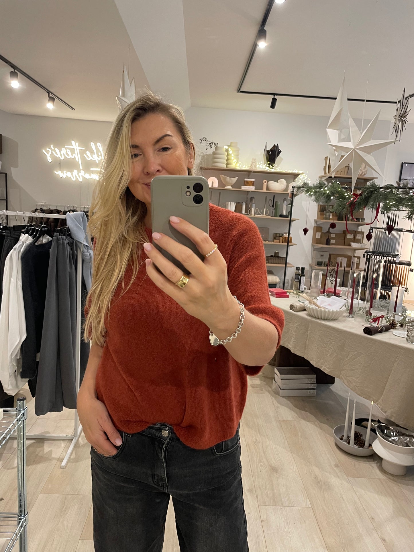 Alpaka Halbarmshirt Terracotta