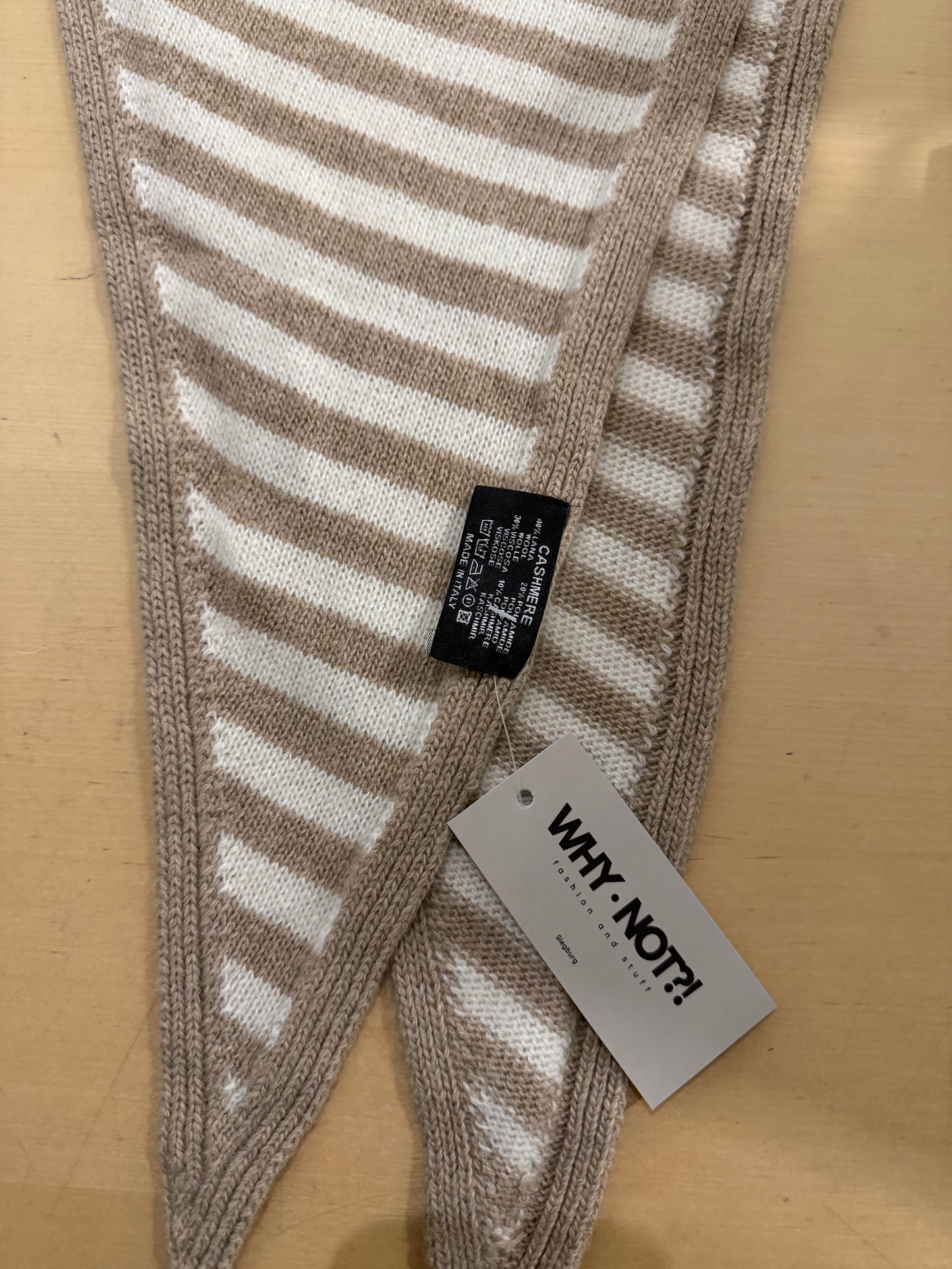 Dreieckstuch gestreift Beige und Weiß