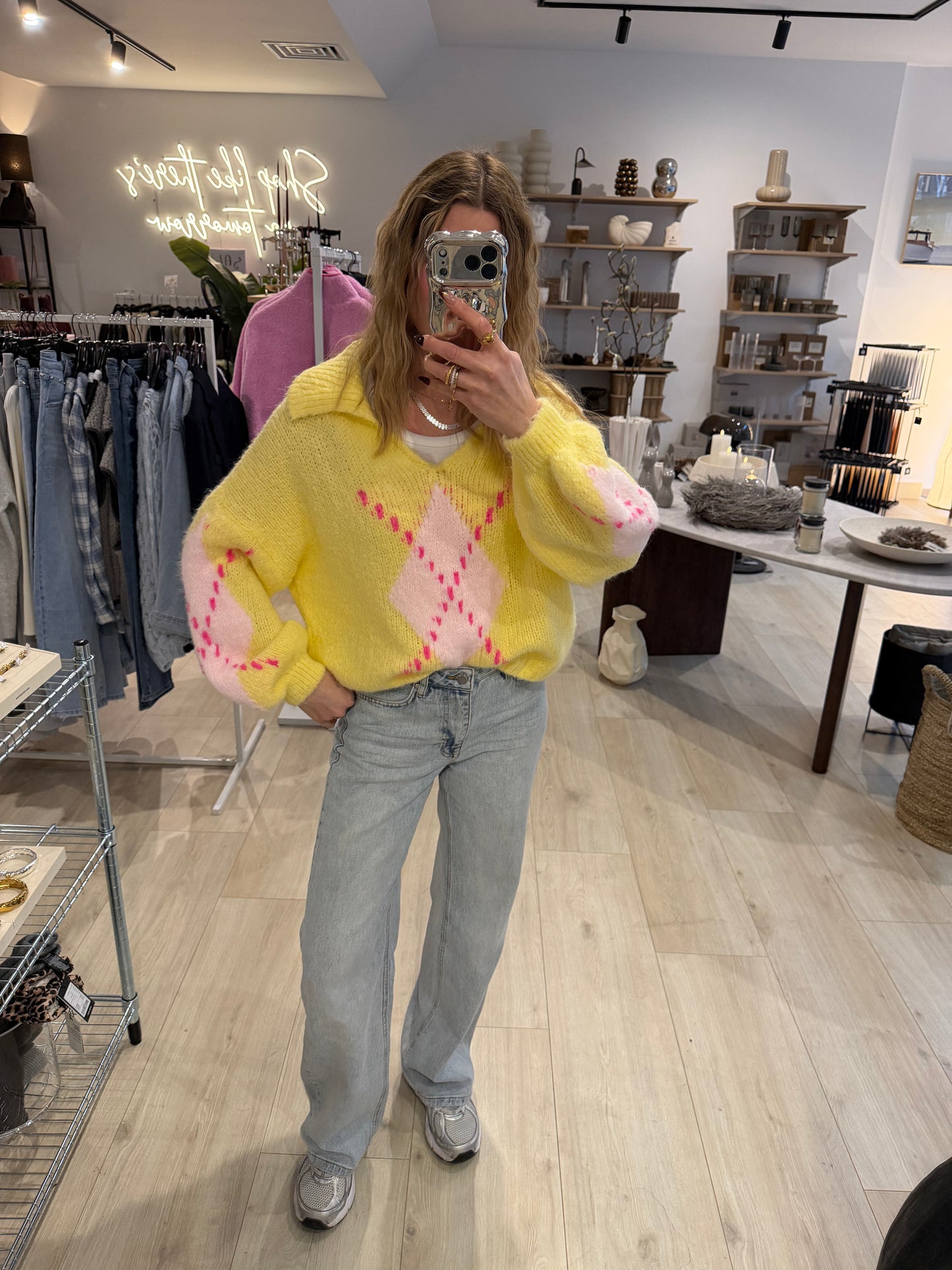 Pullover Raute gelb