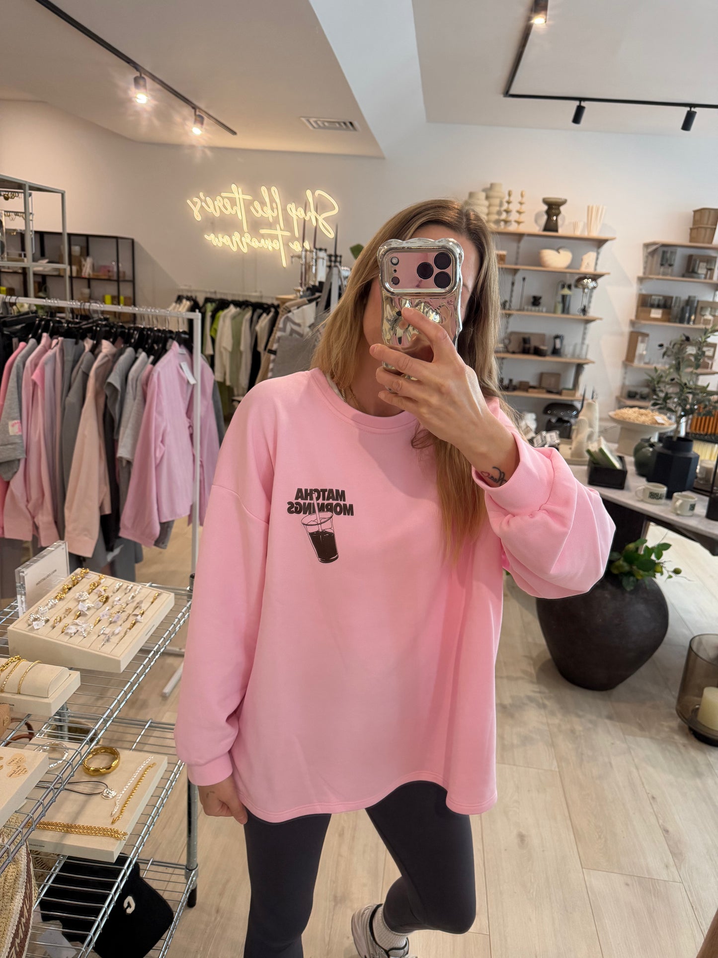 Sweater Matcha Mornings rosa