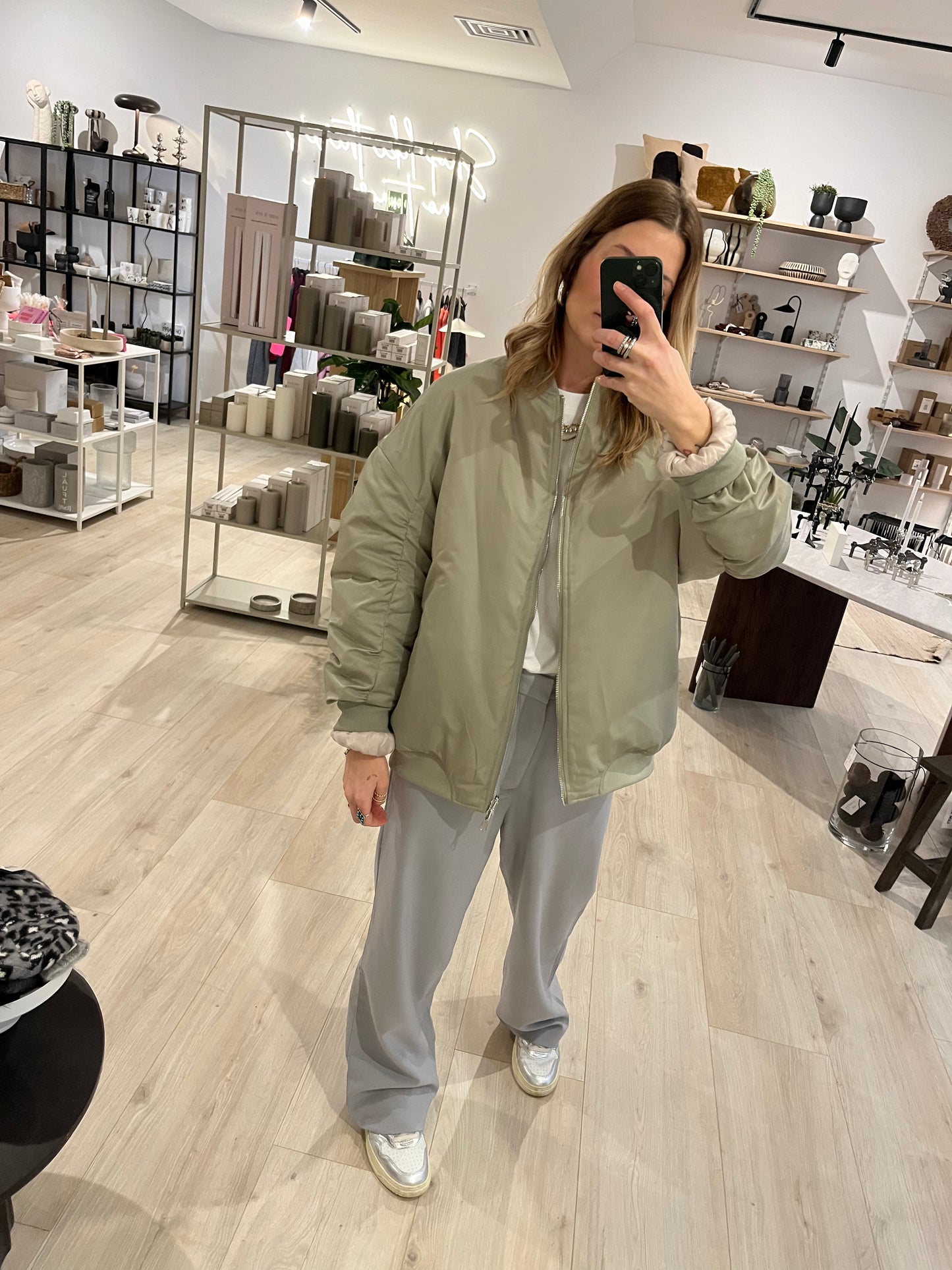 Bomberjacke oversized light khaki
