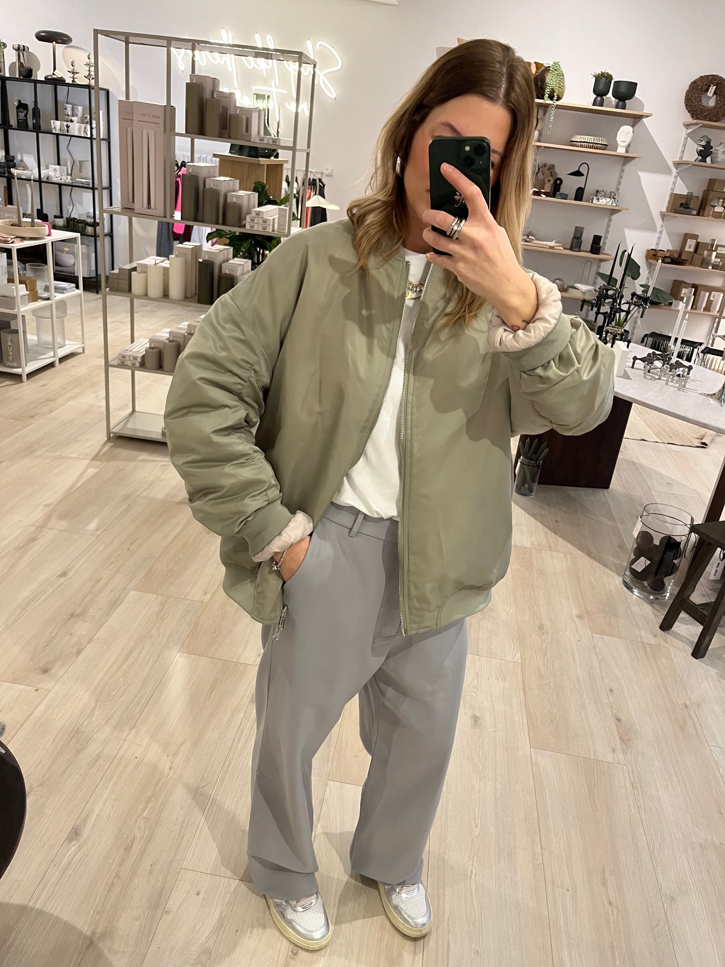 Bomberjacke oversized light khaki
