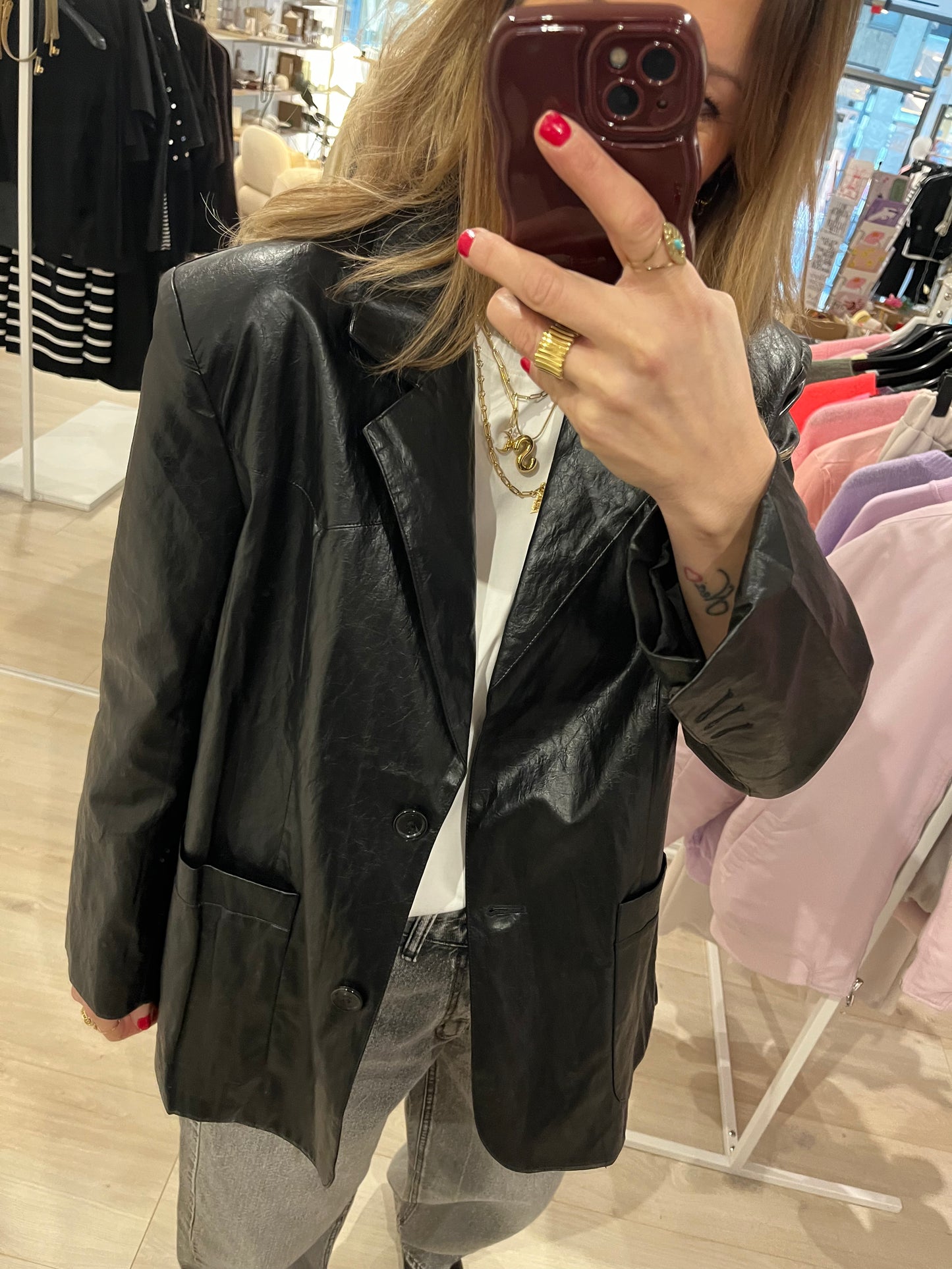 Blazer aus Lederimitat