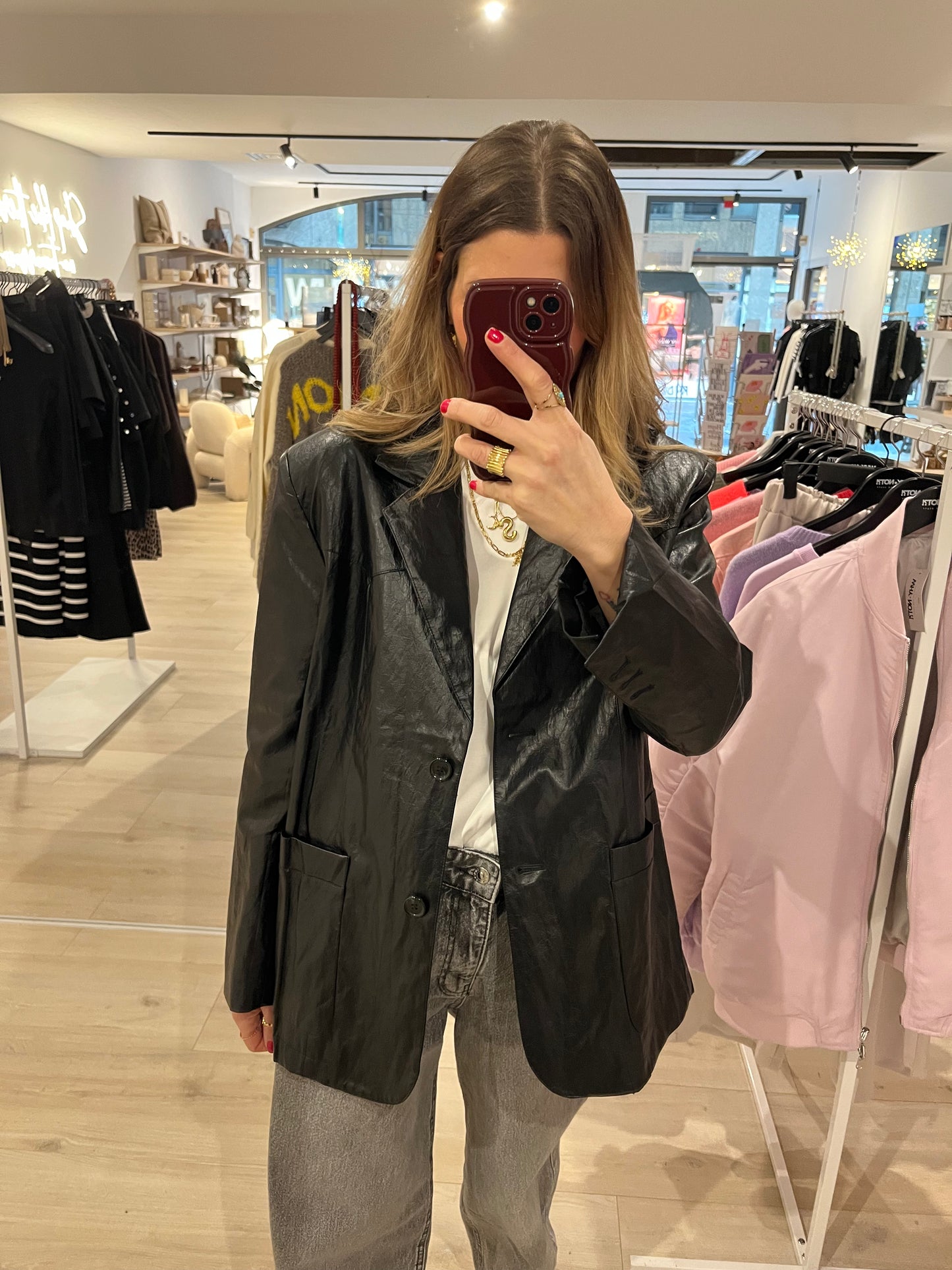 Blazer aus Lederimitat