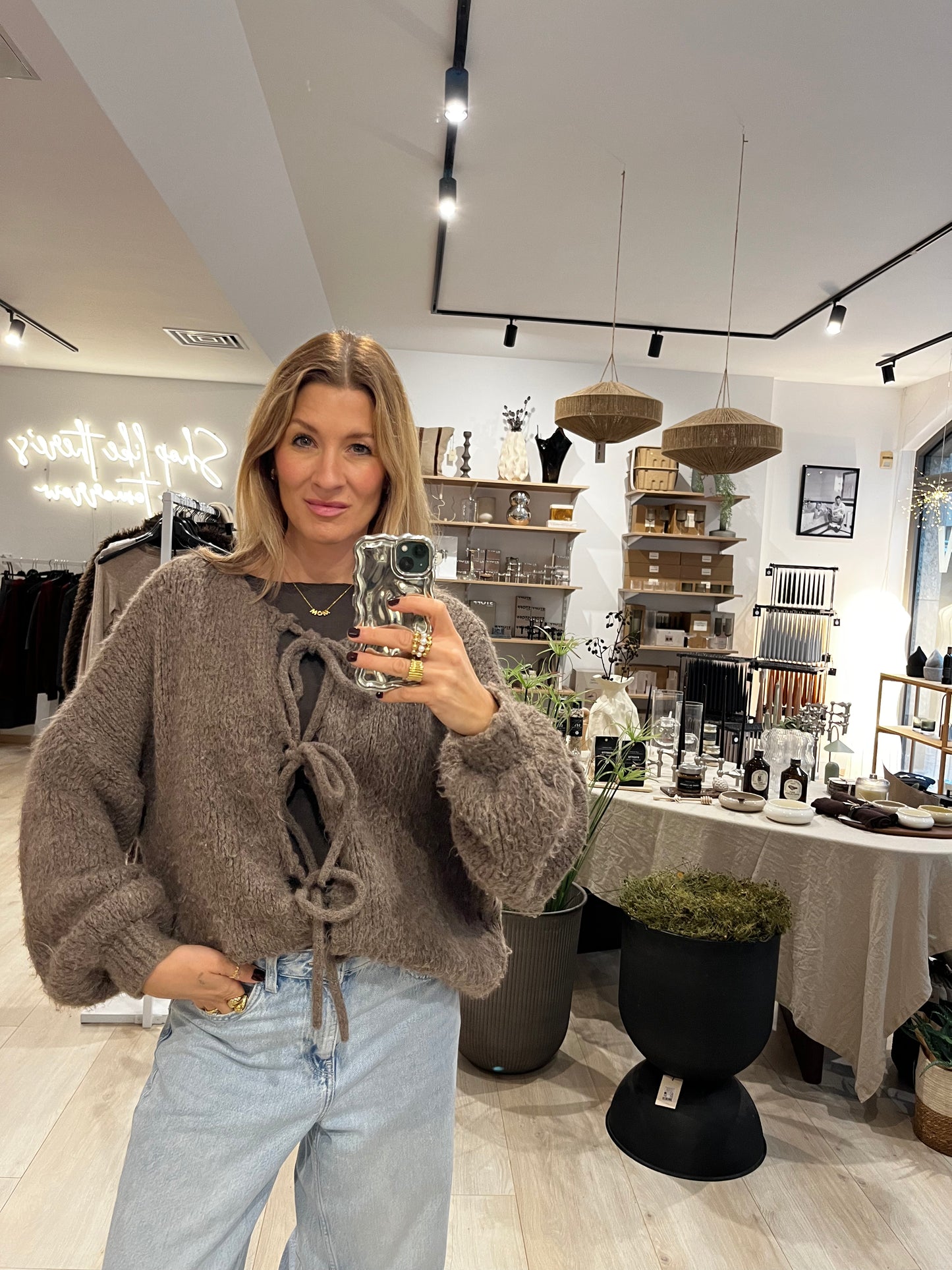 Schleifen Cardigan Schlamm