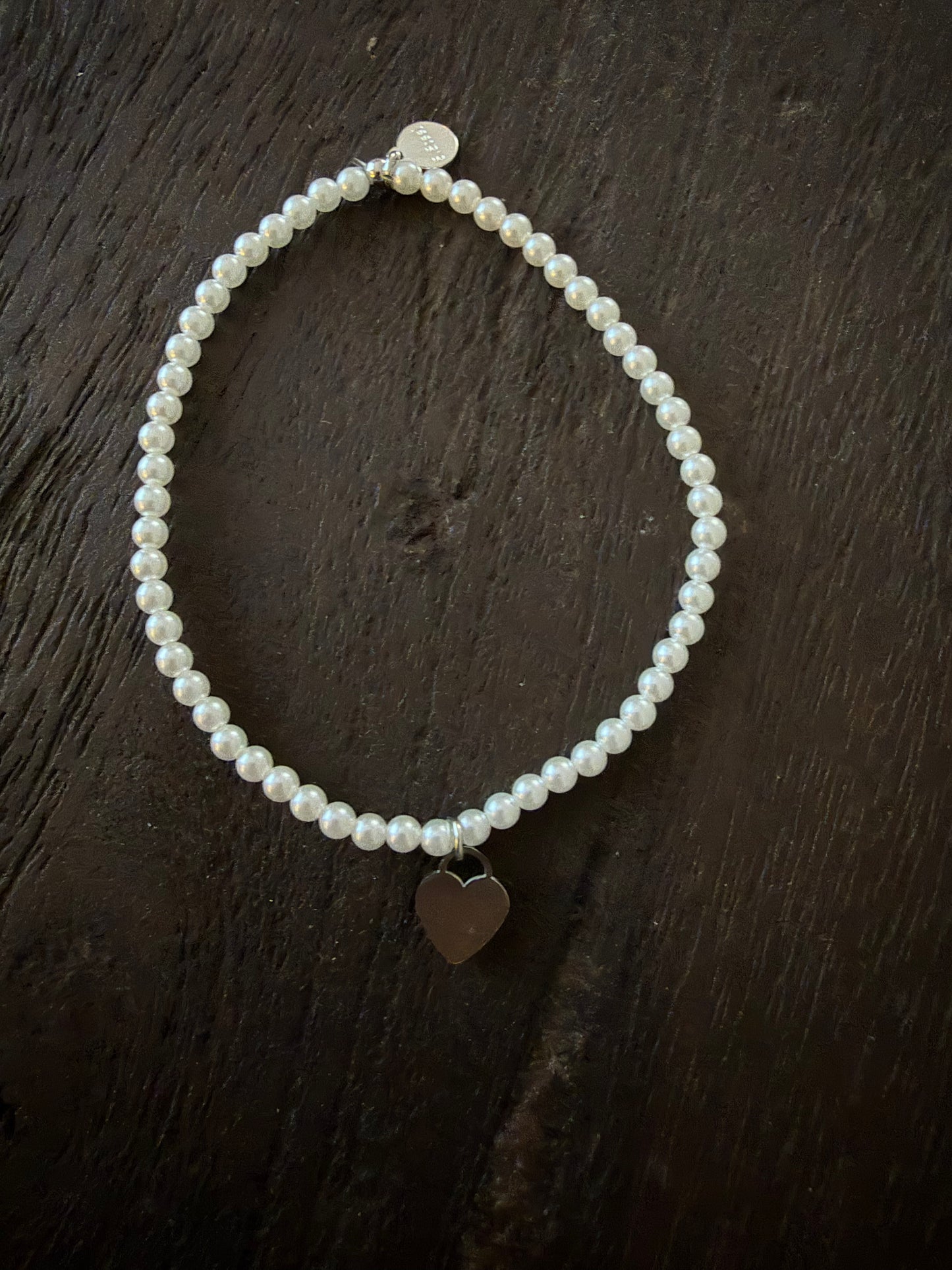 Perlenarmband Herz Silber
