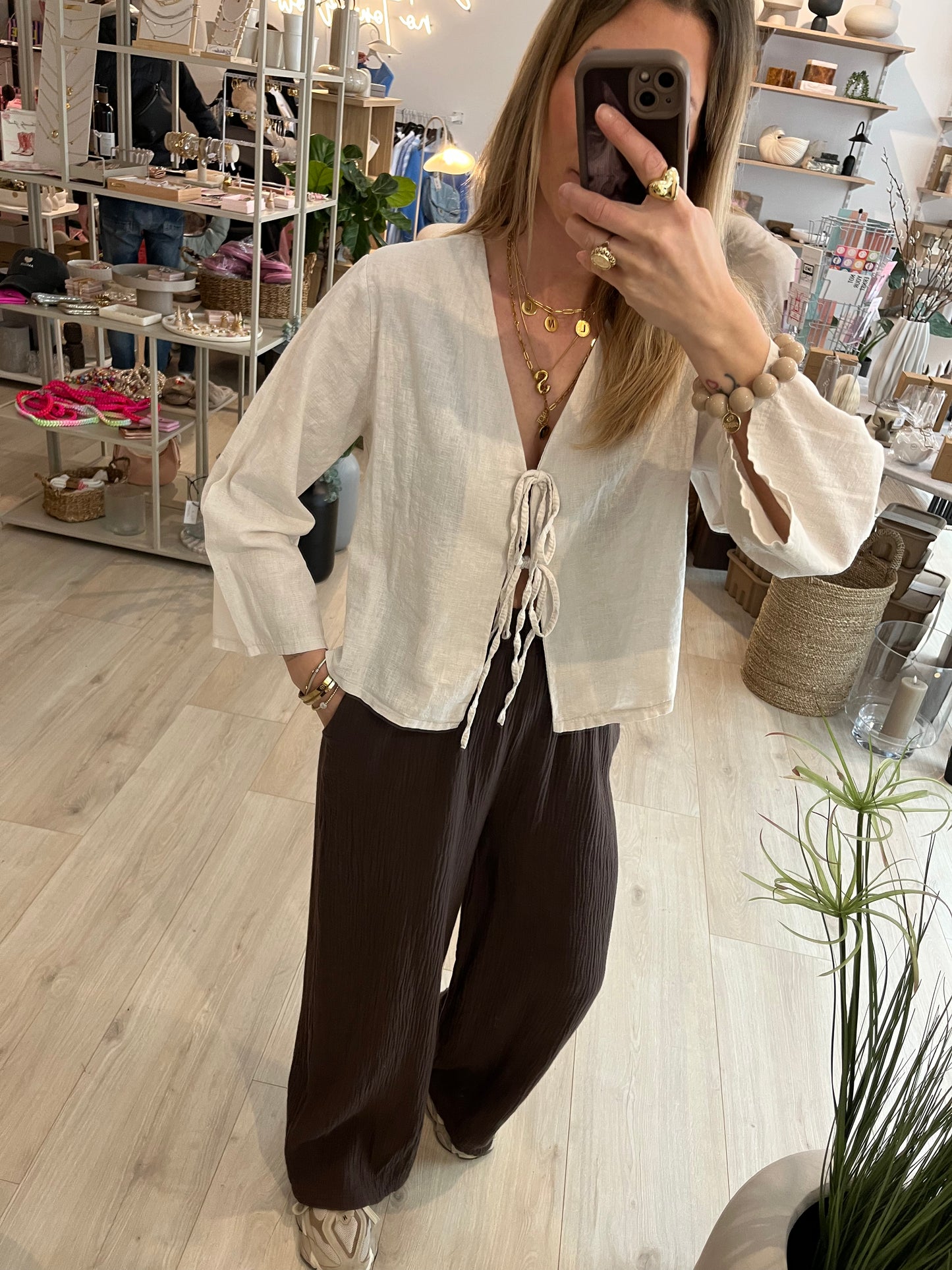 Leinenbluse Jette beige
