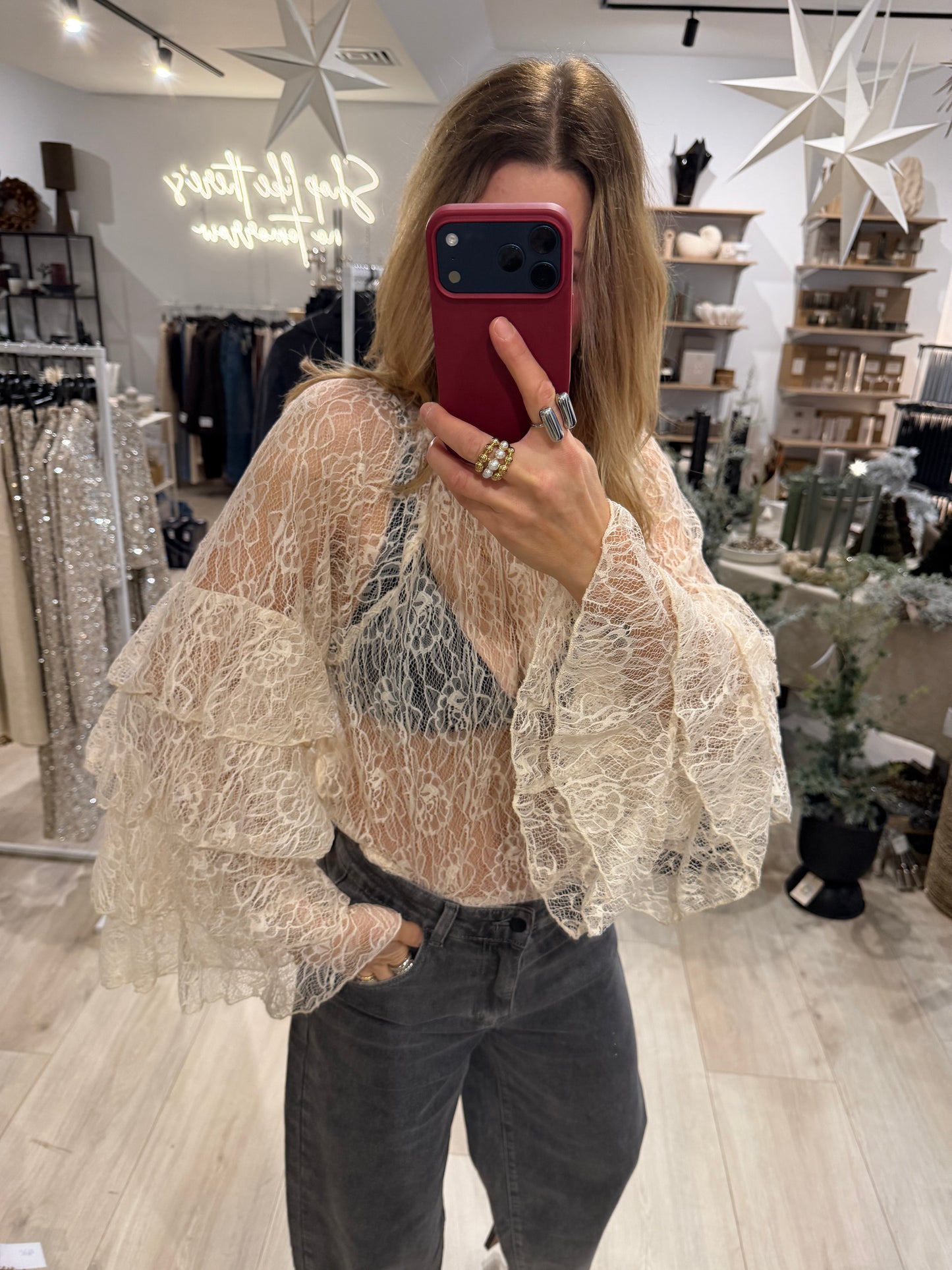 Shirt Clemency Champagner mit Volants