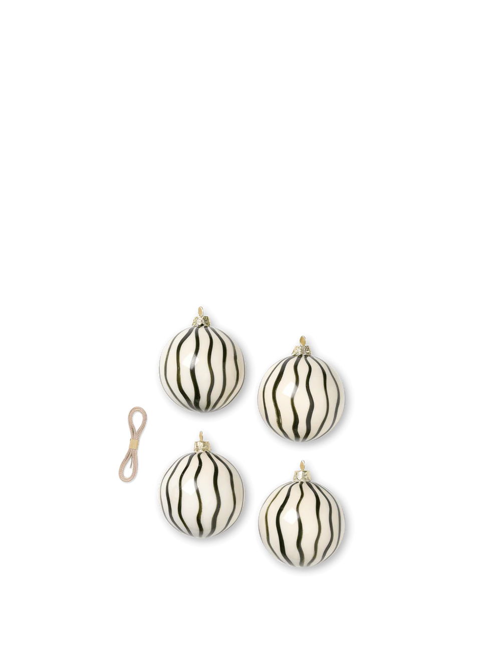 Weihnachtsbaumkugeln Lines, dark green, 4er Set, ferm Living