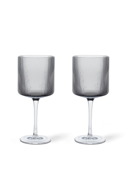 Ripple Rotweingläser 2er Set - smoked grey