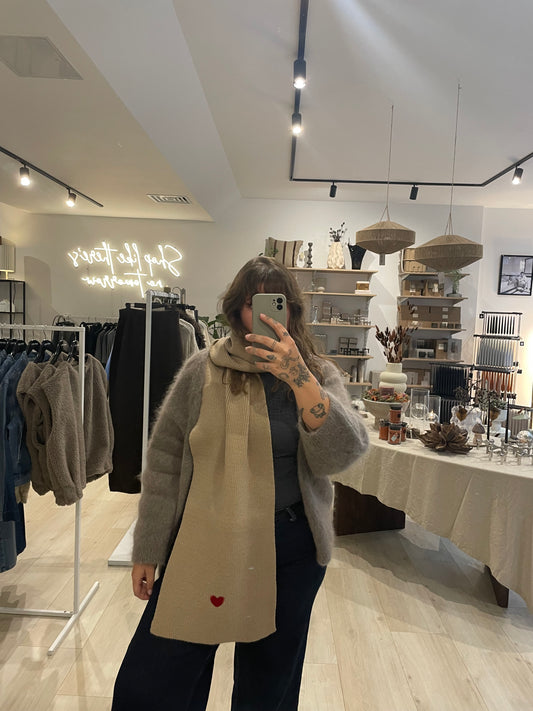 Schal beige Herz