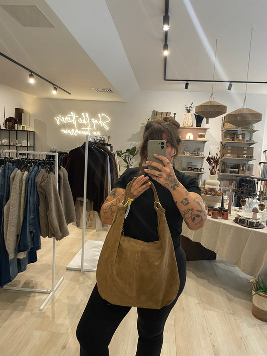 Schultertasche Wildleder