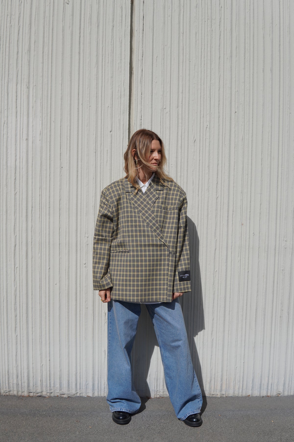 THE STATEMENT yellow check Blazer