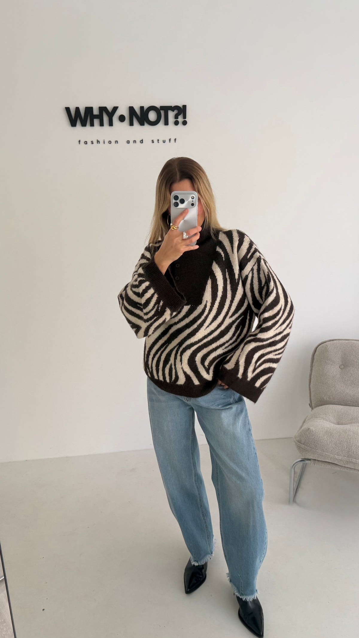 Rollkragen Pullover Zebra