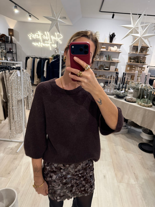 Alpaka Halbarmshirt braun