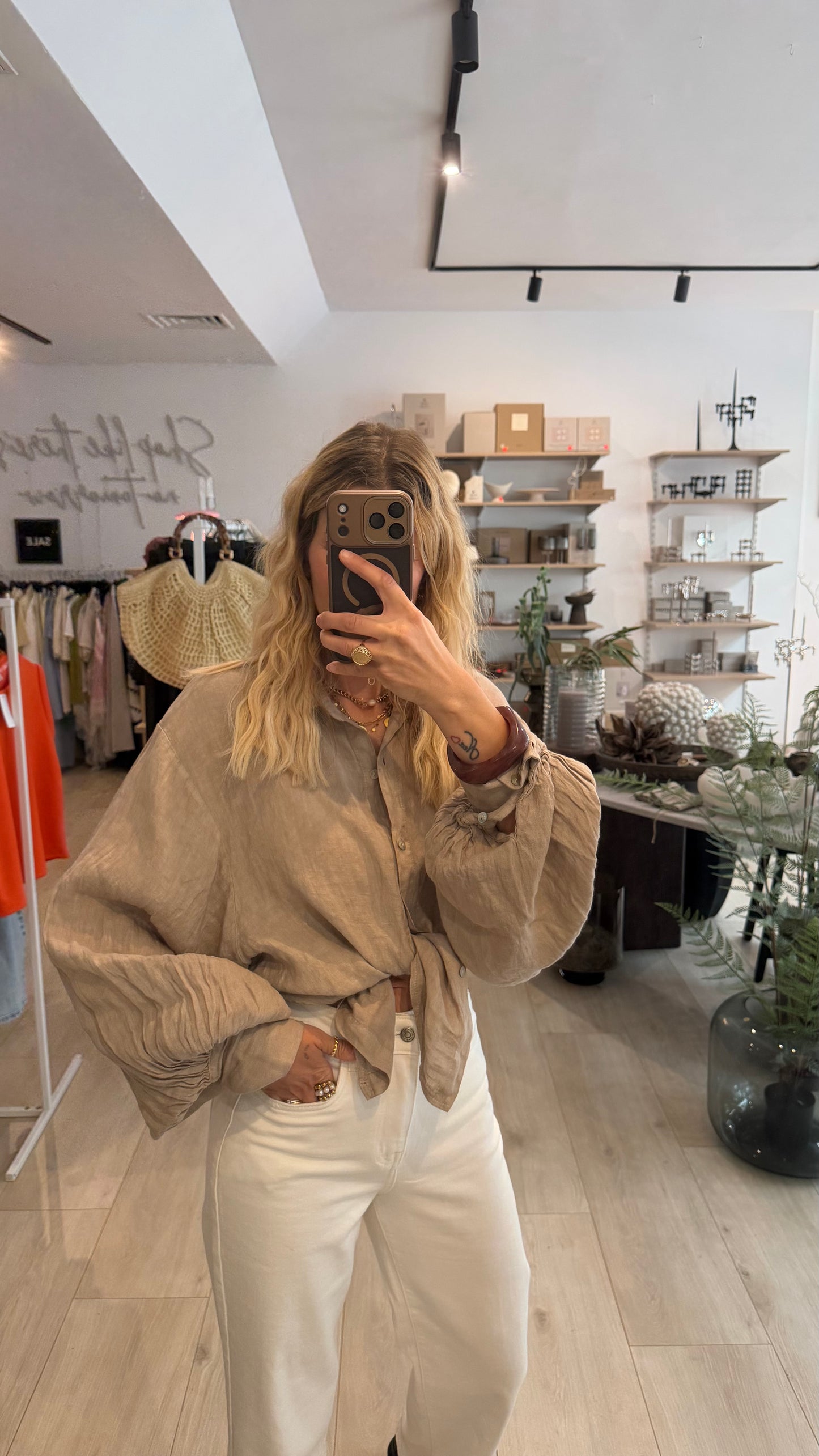 Leinenbluse Karen taupe