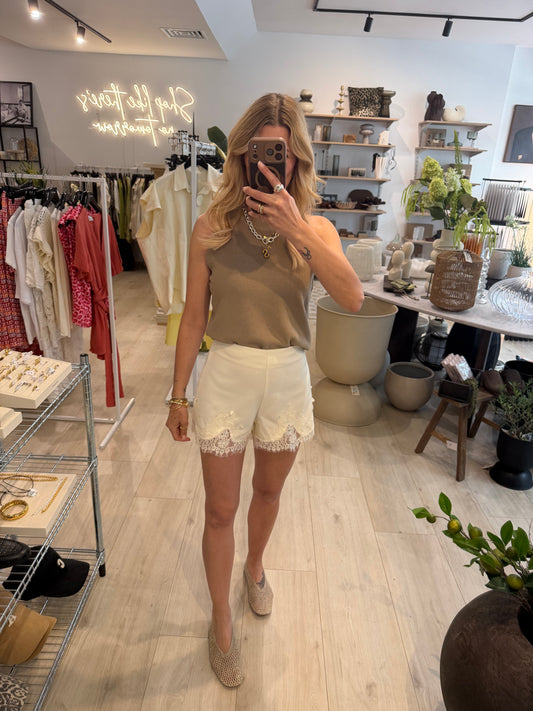 Shorts mit spitze ecru