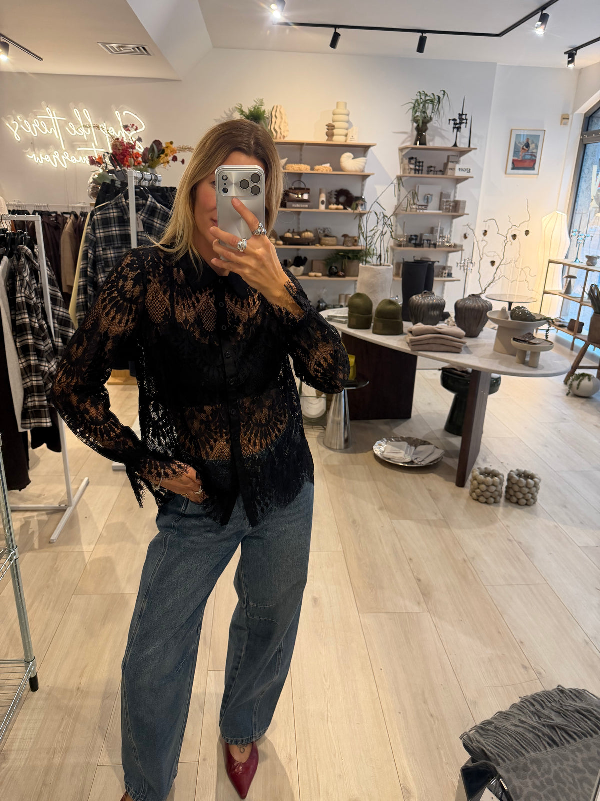 Spitzen Bluse schwarz