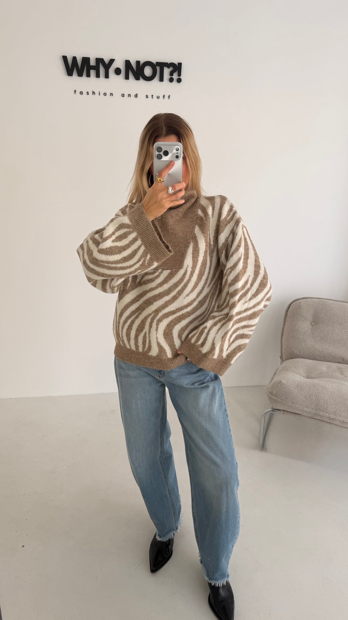 Rollkragen Zebra beige/creme