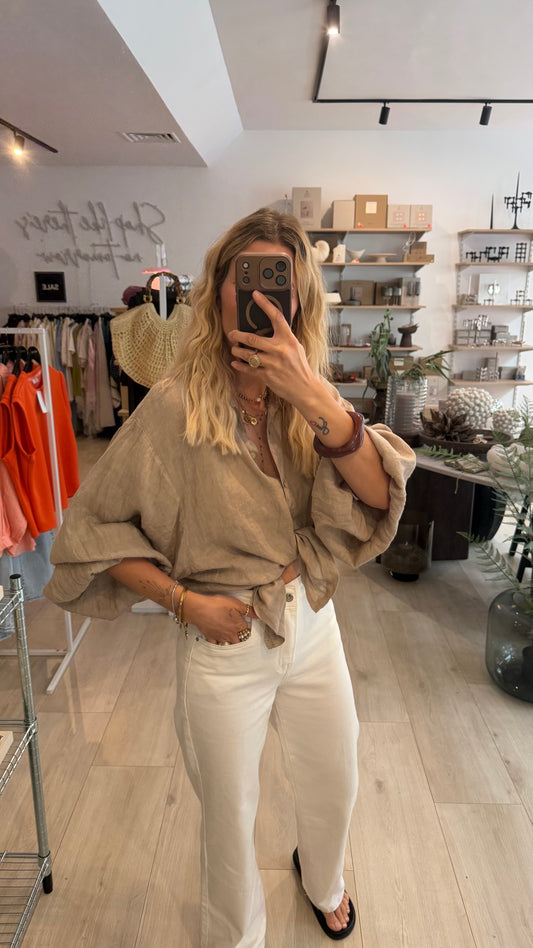 Leinenbluse Karen taupe