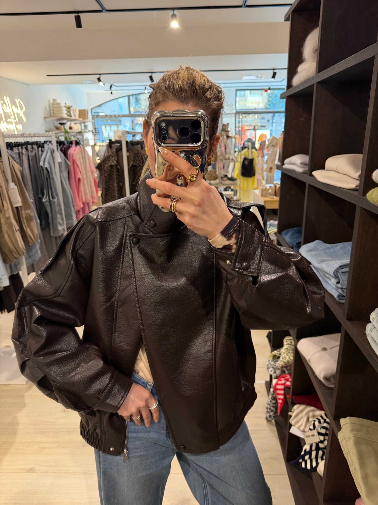Bikerjacke braun