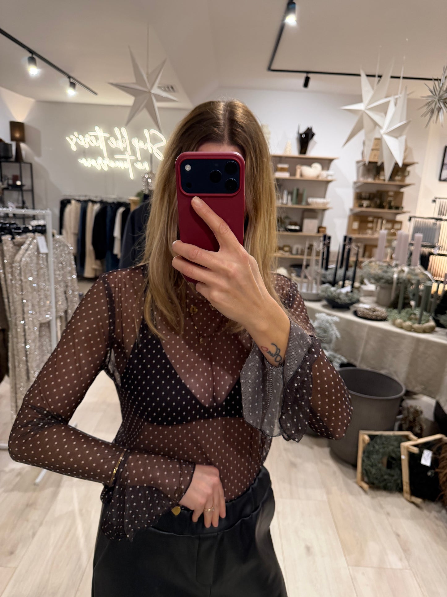 Mesh Shirt Polka Dots