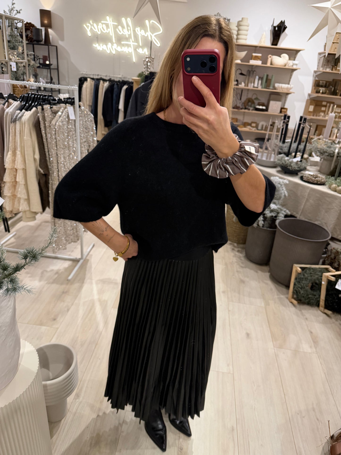 Alpaka Halbarmshirt schwarz