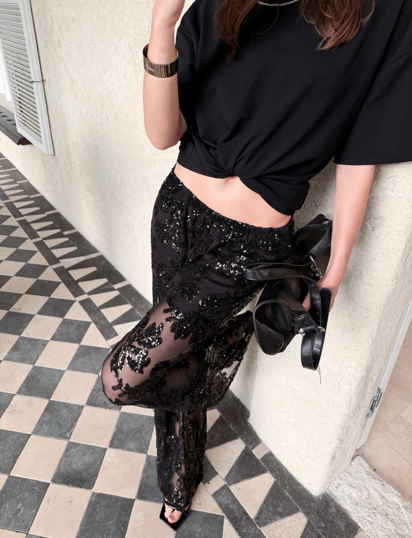Spitzenhose schwarz