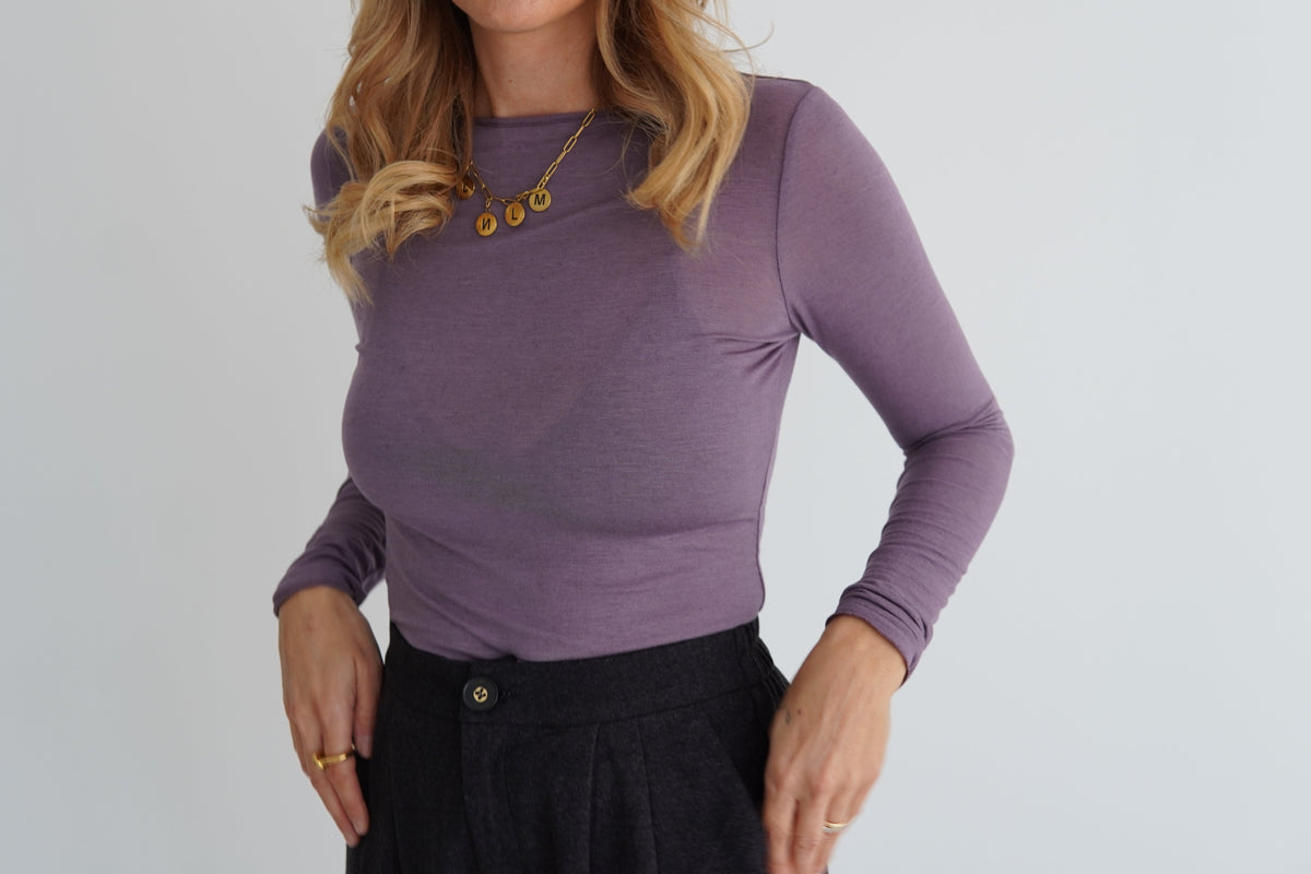 Basic Cashmere Longsleeve dark Flieder