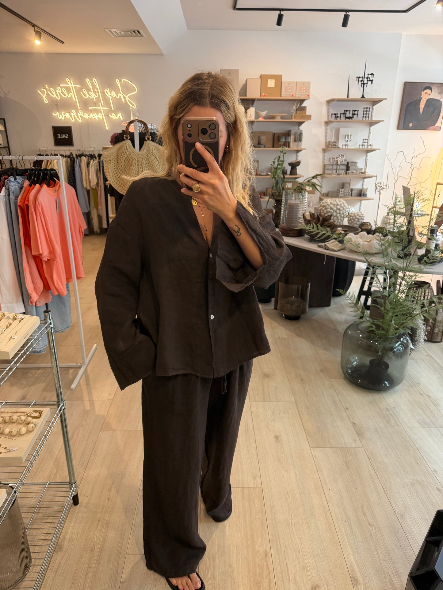 Leinenbluse braun
