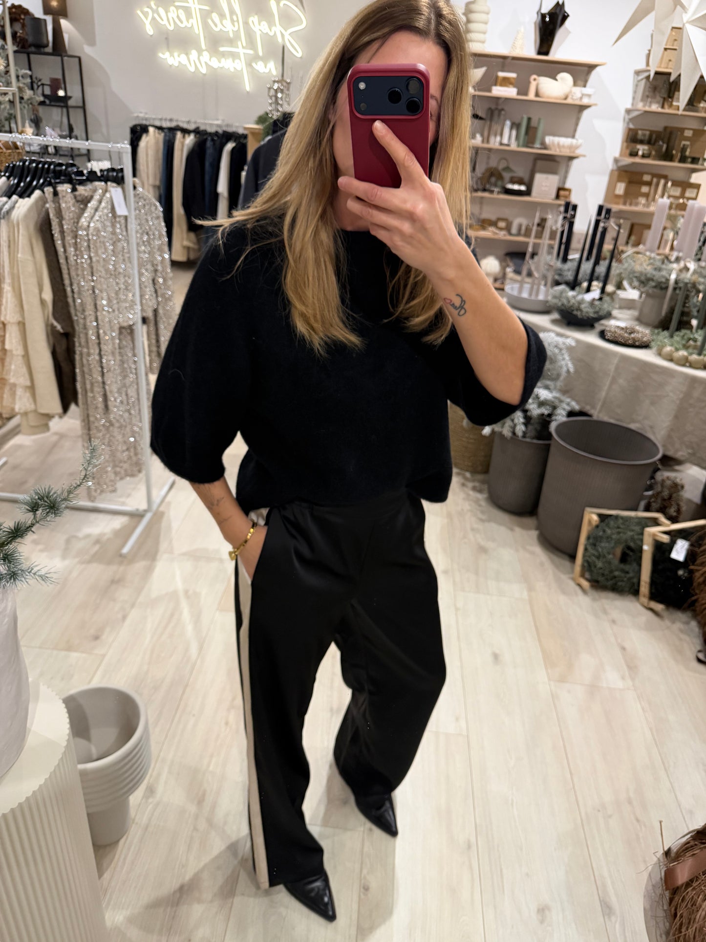 Alpaka Halbarmshirt schwarz