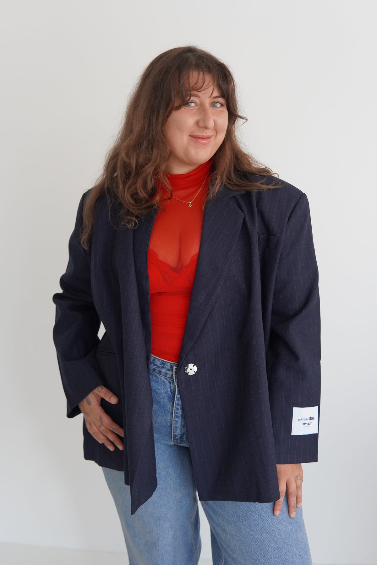THE STATEMENT Navy Stripes Blazer