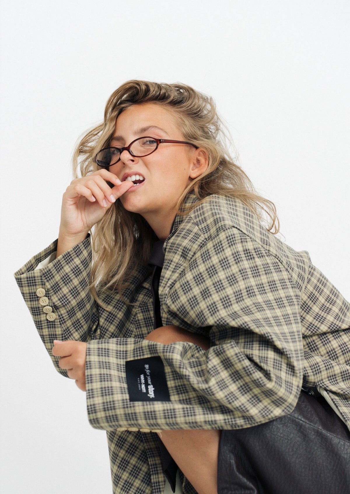 THE STATEMENT yellow check Blazer