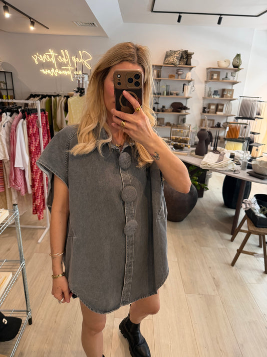 Jeansweste Grey mit Statementknöpfen