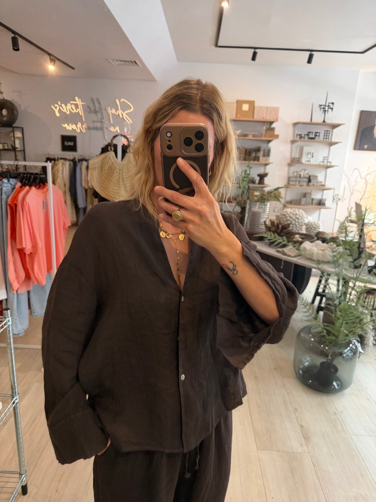 Leinenbluse braun