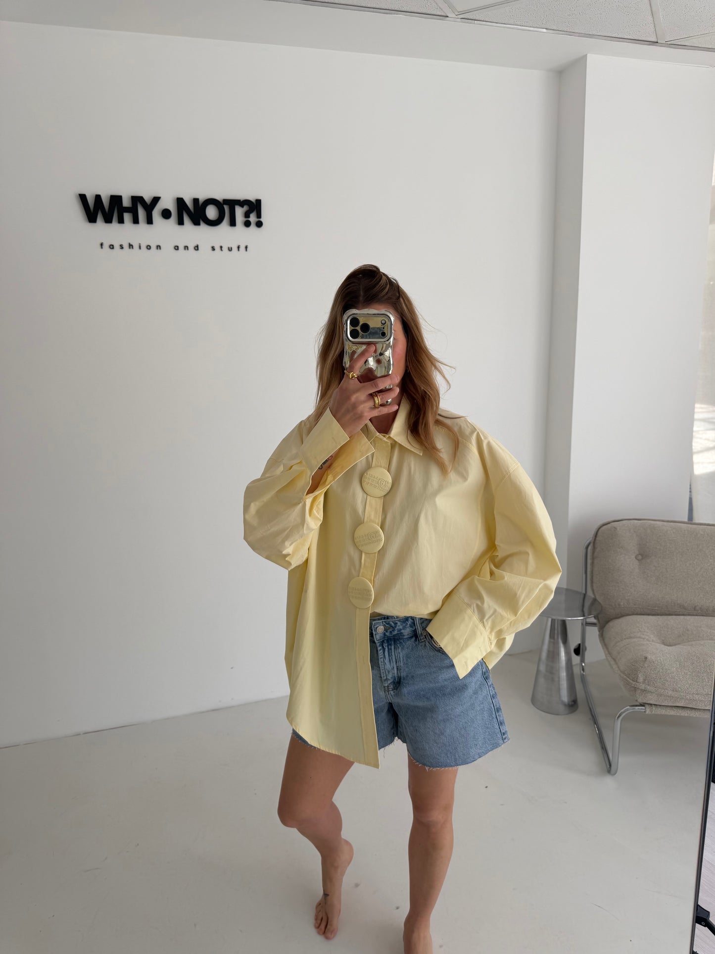Bluse button yellow