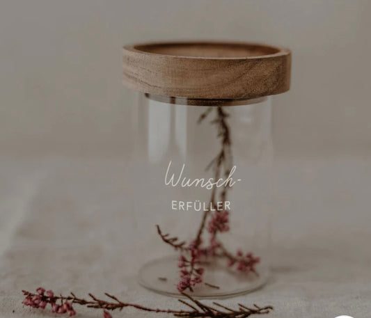 Glas mit Deckel Wunscherfüller