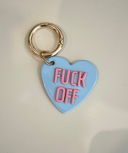 Schlüsselanhänger Fuck Off blau/pink
