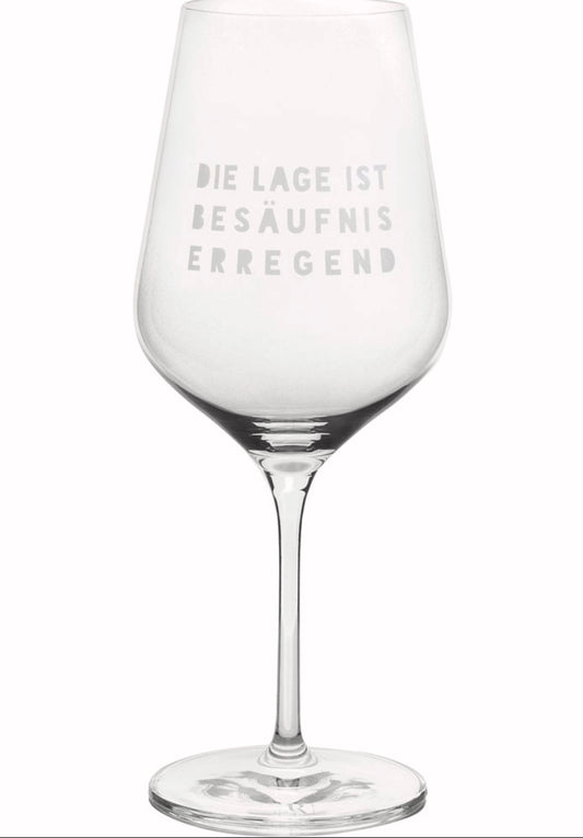 Weinglas „die Lage ist Besäufniserregend“, Räder